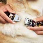 Dog Bone Seatbelt Buckle Collar - Maneki Neko Lucky Cats Gold/Black/White
