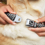 Dog Bone Seatbelt Buckle Collar - Mustache Monogram Black/Grays