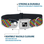 Dog Bone Seatbelt Buckle Collar - Mustache Monogram Black/Fuchsia/Turquoise/Yellow