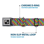 Dog Bone Seatbelt Buckle Collar - Mustache Monogram Black/Fuchsia/Turquoise/Yellow