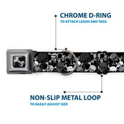 Dog Bone Seatbelt Buckle Collar - Multi Top Skulls Stacked Blak/Gray/White