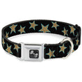 Load image into Gallery viewer, Dog Bone Seatbelt Buckle Collar - Multi Stars Black/Leopard/Baby Blue Outline
