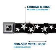 Dog Bone Seatbelt Buckle Collar - Multi Stars Black/White
