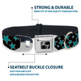 Load image into Gallery viewer, Dog Bone Seatbelt Buckle Collar - Multi Stars Black/Turquoise
