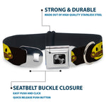 Dog Bone Seatbelt Buckle Collar - Mustache Happy Face Black/Yellow/Brown