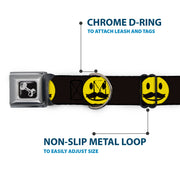 Dog Bone Seatbelt Buckle Collar - Mustache Happy Face2 Black/Yellow/Black