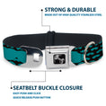 Load image into Gallery viewer, Dog Bone Seatbelt Buckle Collar - Mustaches Mini/Single Repeat Black/Turquoise
