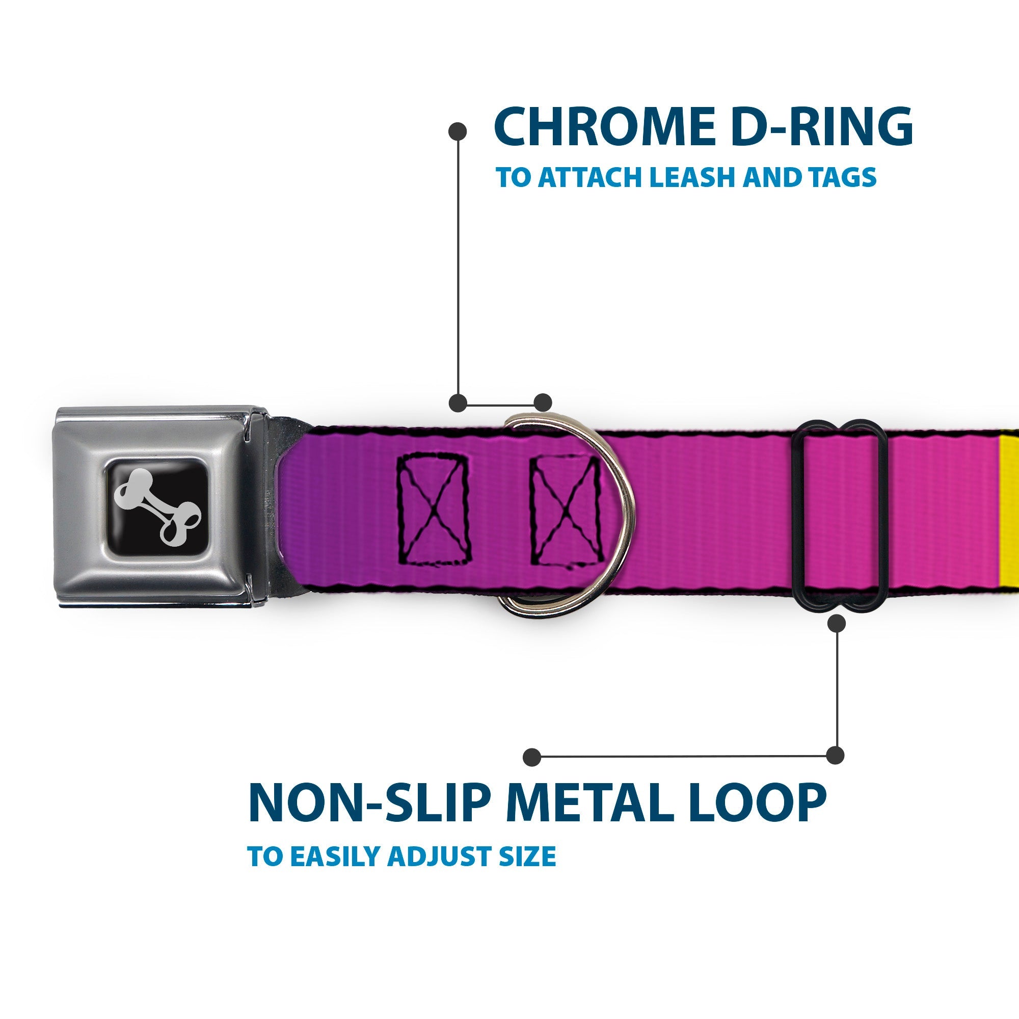 Dog Bone Seatbelt Buckle Collar - Multi Color Blocks