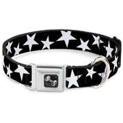 Dog Bone Seatbelt Buckle Collar - Multi Stars Black/White/Black/White Outline