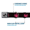 Load image into Gallery viewer, Buckle-Down Seatbelt Buckle Dog Collar - Marijuana Leaf Repeat Black/Pink
