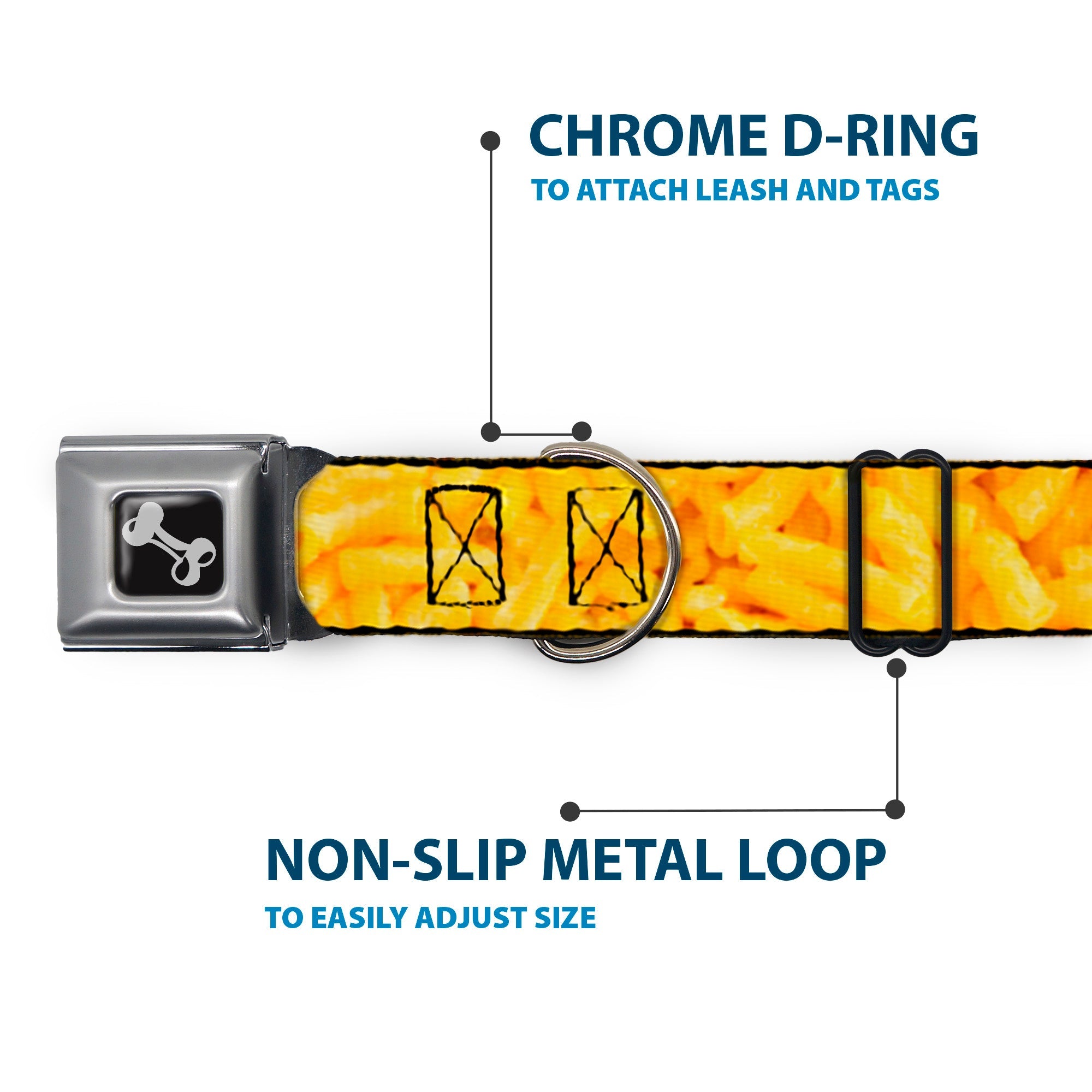 Dog Bone Seatbelt Buckle Collar - Mac & Cheese Vivid