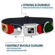 Dog Bone Seatbelt Buckle Collar - Mexico Flag Distressed Painting