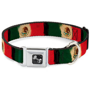 Dog Bone Seatbelt Buckle Collar - Mexico Flag Distressed Painting