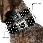 Dog Bone Seatbelt Buckle Collar - Mini Stars3 Black/White