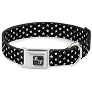 Dog Bone Seatbelt Buckle Collar - Mini Stars3 Black/White