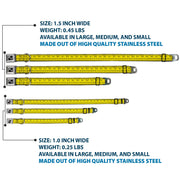 Dog Bone Black/Silver Seatbelt Buckle Collar - Measuring Tape Inches + Centimeters