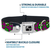 Buckle-Down Seatbelt Buckle Dog Collar - Marijuana Nugs/Leaves Cartoon Purple/Green