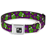 Buckle-Down Seatbelt Buckle Dog Collar - Marijuana Nugs/Leaves Cartoon Purple/Green