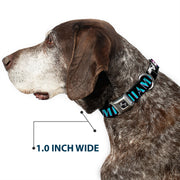 Dog Bone Seatbelt Buckle Collar - MIAMI/Palm Trees Black/White/Pink//Teal