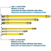 Dog Bone Black/Silver Seatbelt Buckle Collar - Measuring Tape Yellow/Black/Red