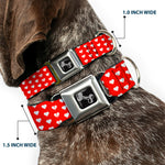 Dog Bone Seatbelt Buckle Collar - Mini Hearts Monogram Red/White