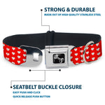 Dog Bone Seatbelt Buckle Collar - Mini Hearts Monogram Red/White