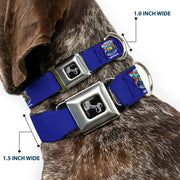 Dog Bone Black/Silver Seatbelt Buckle Collar - Michigan Flag Continuous