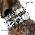 Load image into Gallery viewer, Dog Bone Black/Silver Seatbelt Buckle Collar - THE MOUNTAINS ARE CALLING AND I MUST GO/Mountains Outline White/Black
