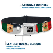 Dog Bone Black/Silver Seatbelt Buckle Collar - Mexico Flag Continuous Vintage