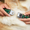 Load image into Gallery viewer, Dog Bone Black/Silver Seatbelt Buckle Collar - MCO Orlando International Airport Carpet Teal/Orange/Yellow/Black
