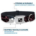Load image into Gallery viewer, Dog Bone Black/Silver Seatbelt Buckle Collar - Marble Black/Baby Pink
