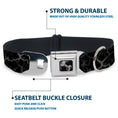 Load image into Gallery viewer, Dog Bone Black/Silver Seatbelt Buckle Collar - Marble Black/Charcoal Gray
