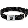Load image into Gallery viewer, Dog Bone Black/Silver Seatbelt Buckle Collar - Marble Black/Charcoal Gray
