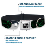 Dog Bone Black/Silver Seatbelt Buckle Collar - Marble Black/Green