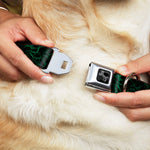 Dog Bone Black/Silver Seatbelt Buckle Collar - Marble Black/Green