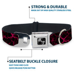 Dog Bone Black/Silver Seatbelt Buckle Collar - Marble Black/Hot Pink