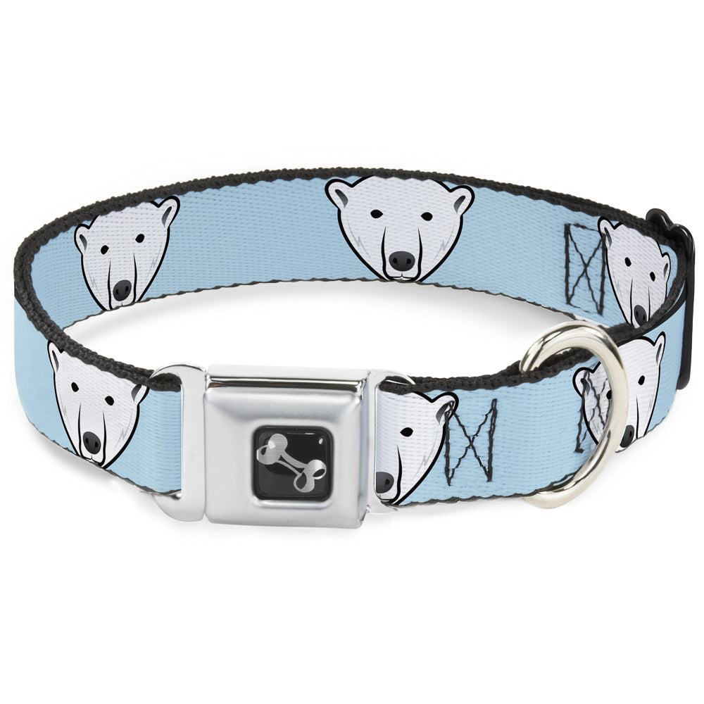 Dog Bone Seatbelt Buckle Collar - Polar Bear Repeat Baby Blue