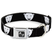Dog Bone Seatbelt Buckle Collar - Polar Bear Repeat Black