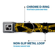 Dog Bone Seatbelt Buckle Collar - Police Line Black/Yellow