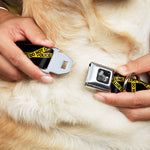 Dog Bone Seatbelt Buckle Collar - Police Line Black/Yellow