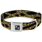Dog Bone Seatbelt Buckle Collar - Police Line Black/Yellow