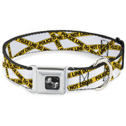 Dog Bone Seatbelt Buckle Collar - Police Line White/Yellow