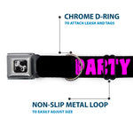 Dog Bone Seatbelt Buckle Collar - PARTY TIME! Black/Fuchsia