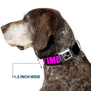 Dog Bone Seatbelt Buckle Collar - PARTY TIME! Black/Fuchsia