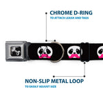 Dog Bone Seatbelt Buckle Collar - Panda Face w/Pink Mustache