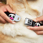 Dog Bone Seatbelt Buckle Collar - Panda Face w/Pink Mustache