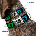 Load image into Gallery viewer, Dog Bone Seatbelt Buckle Collar - PARTY TIME! Black/Green/Turquoise/Fuchsia
