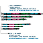 Dog Bone Seatbelt Buckle Collar - PARTY TIME! Black/Green/Turquoise/Fuchsia