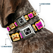 Dog Bone Seatbelt Buckle Collar - Peanut Butter w/Mustache & Jelly