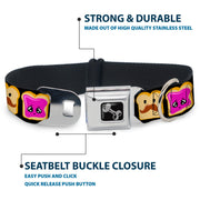Dog Bone Seatbelt Buckle Collar - Peanut Butter w/Mustache & Jelly